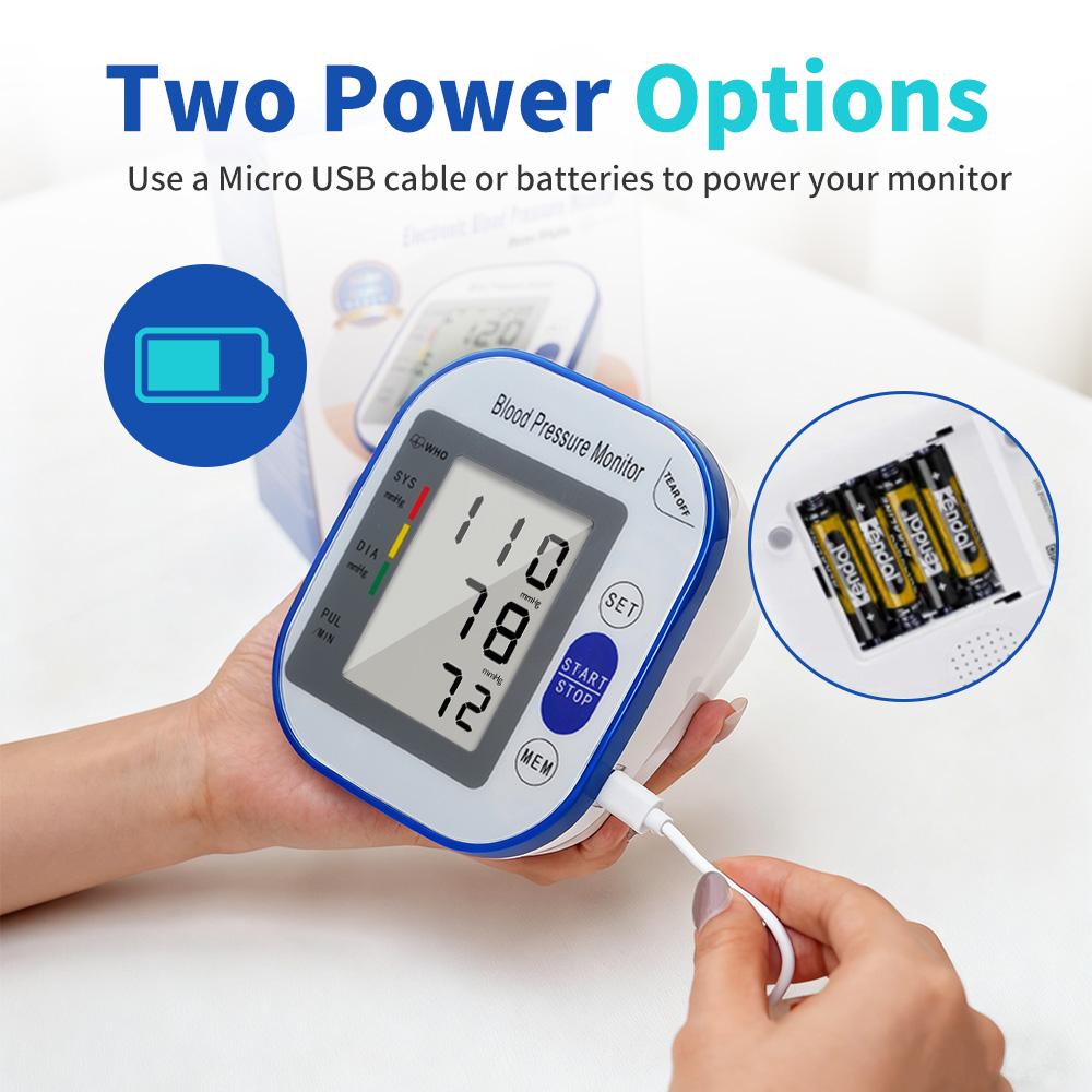 Electronic Blood Pressure Upper Arm MonitorAll-in-One Portable – Large LCD Display, One-Touch Operation 2x99 Reading Memory