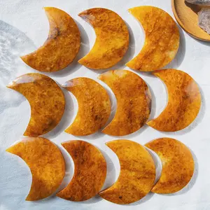 Natural Crystal Yellow Hematoid Quartz Moon Collection