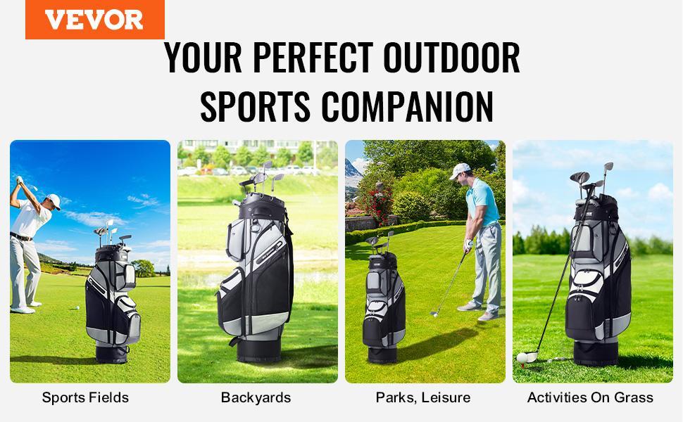 VEVOR Golf Cart Bag with 14 Way Organizer Divider Top, TikTokShopBlackFriday, 41” 13 Pockets Premium Nylon Cart Bag, Durable Golf Bags with Handles & Dust Cover & Detachable Straps for Men & Women, Black Color-Block