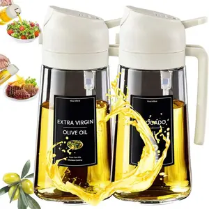 2 in 1 Oil Dispenser,Oil Sprayer for Cooking - 16Oz/470Ml Oil Dispenser for Kitchen,Olive Oil Dispenser Bottle with Stickers NONE