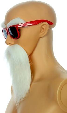 Kame Sennin Master Roshi Costume White Beard Mustache with Glasses Menswear Clothing