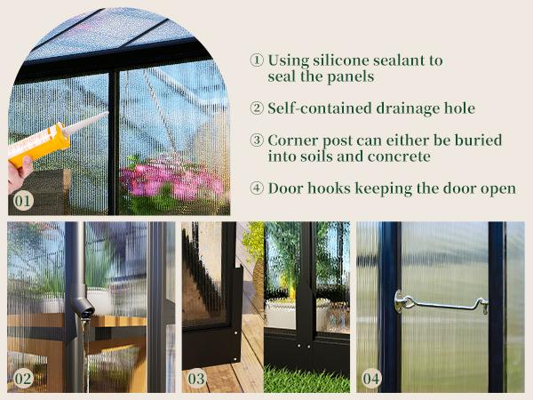 Amerlife Polycarbonate Greenhouse Double Swing Doors 5.2FT Added Wall Height, Walk-in Large Aluminum Greenhouse Sunroom Winter Greenhouse for Outdoors