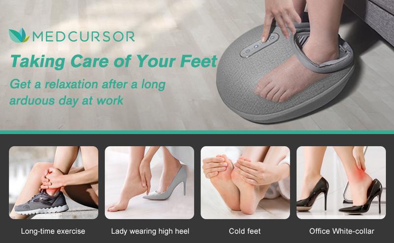 Medcursor Shiatsu Foot Massager Machine with Heat & Air Pressure Massage Modes for Tired Muscles and Plantar Comfort Relaxation