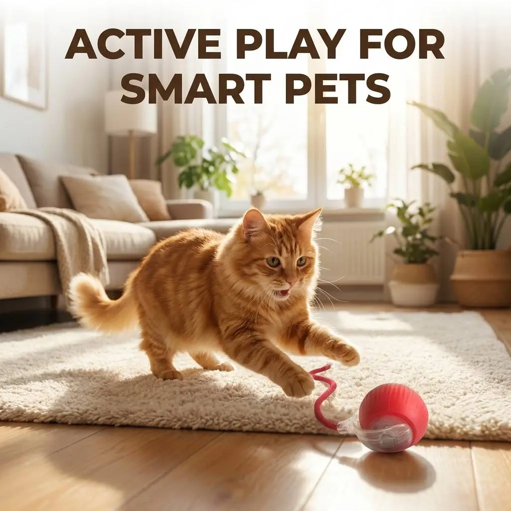 Fun Pet Companion Toys - Interactive Rolling Ball Toy with USB Charging Teasing Stick, Suitable For All Cats & Dogs, Bite Resistant Anti-Boredom, Made Of Safe High-Quality Materials