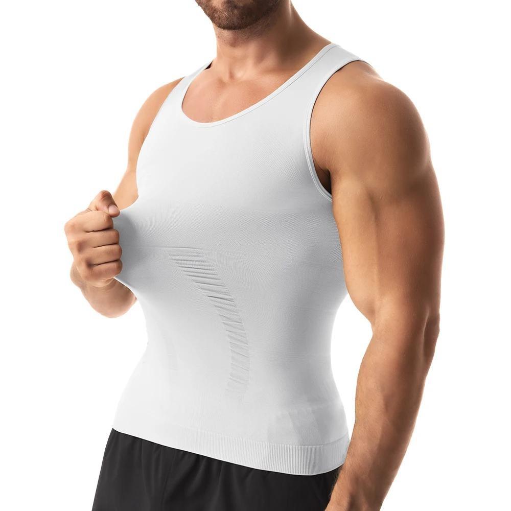 Mens Body Shaper Vest, Gynecomastia Compression Shirts, Tummy Control Undershirts Compression Shirt Men Shapewear Body Shaper Vest Compression Tank Top Undershirt