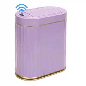 ELPHECO Smart Induction Waterproof Trash Can - Multi-Functional, Eco-Friendly, Automatic, Durable Plastic for Bathroom, Bedroom, Office Use, Purple Gold