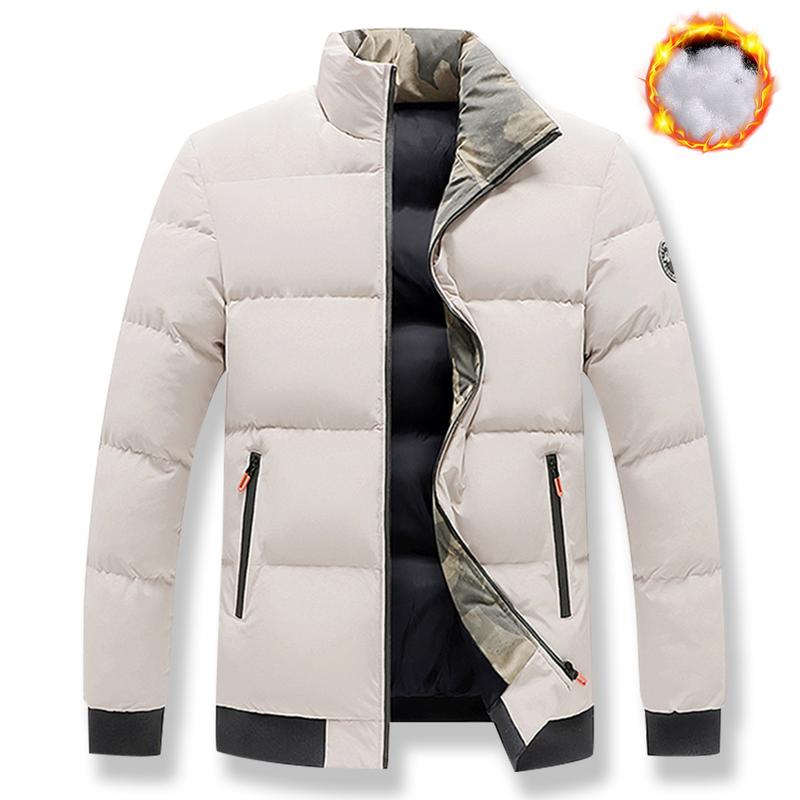 Men's Winter Jacket Full Zip & Stand Collar - Windproof Coat, Skiing, Outdoor Activities Casual Wear - Ideal Cold Weather Gift for Husband, Men's Winter Jacket