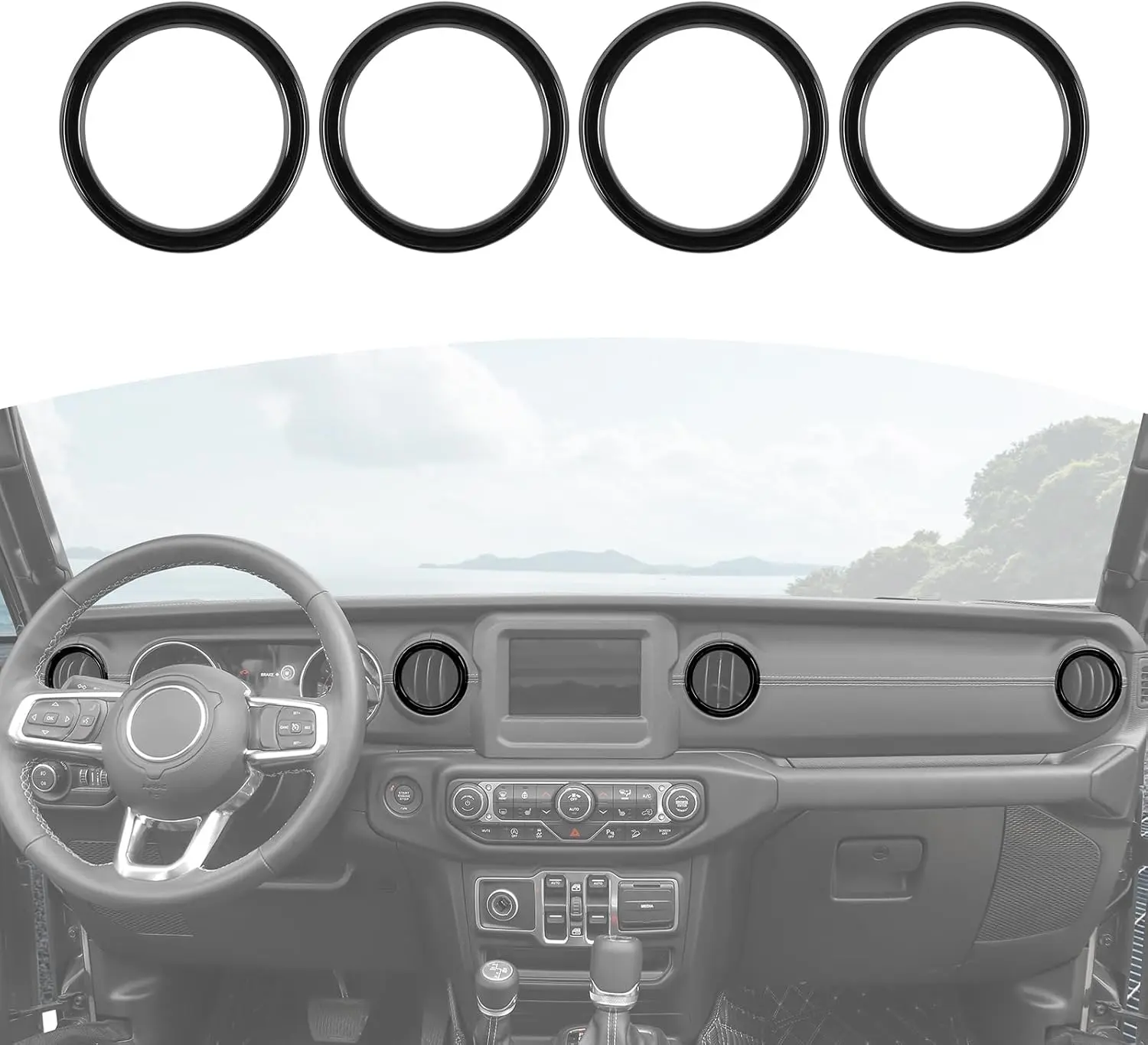 4pcs Black Red Carbon Fiber ABS Dash Air Vents Decorative Trim Stickers for Jeep Wrangler JL/JLU & Gladiator JT 2018-2023, Double-Sided Self-Adhesive Car Interior Accessories