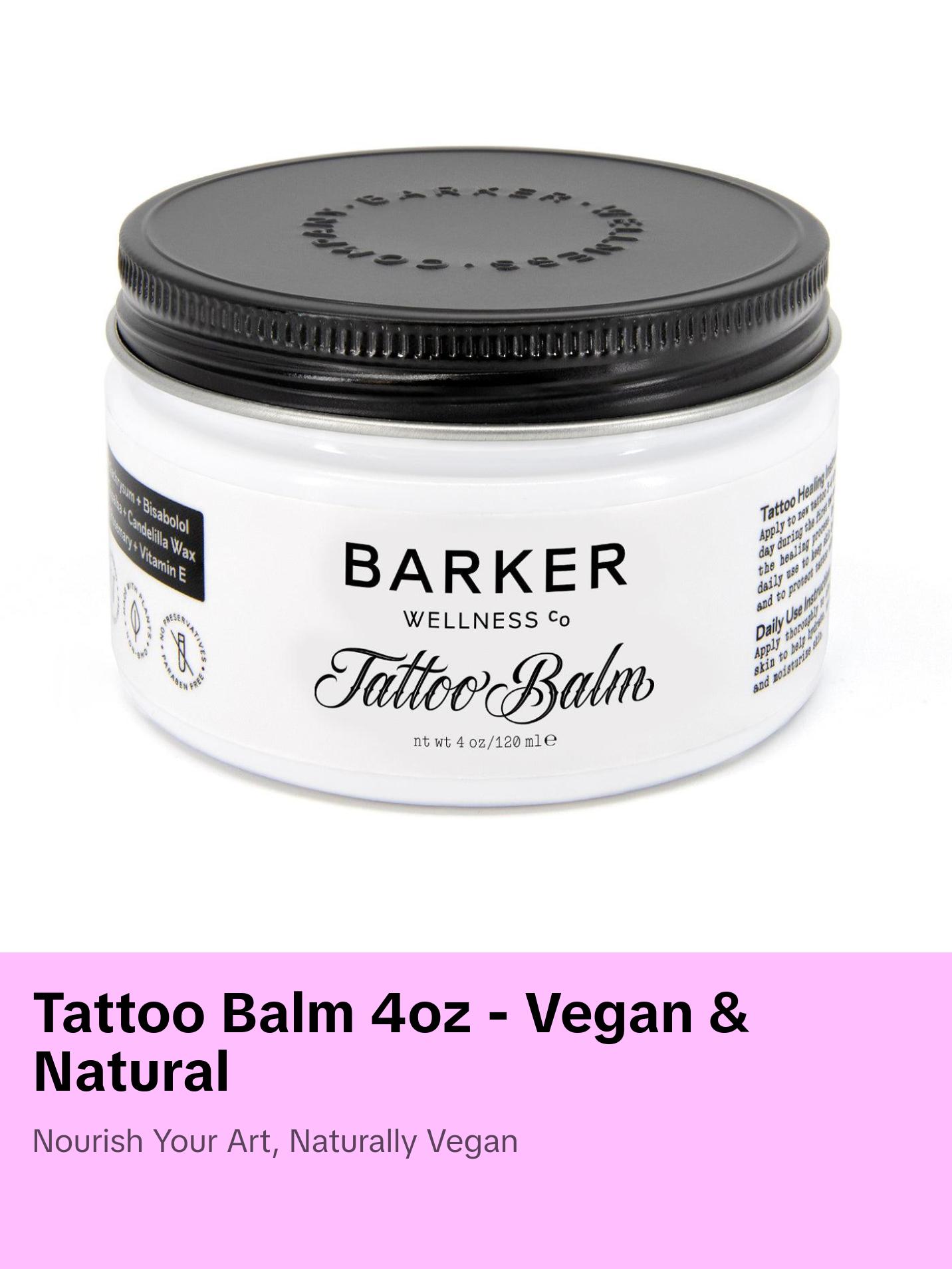Barker Wellness Tattoo Balm - Preserve and Protect Your Tattoos with Natural Ingredients, Vegan Formula for Black & Color Tattoos, 4 oz - Sunflower