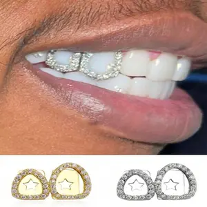 1 Set Men's Shiny & Cool Hollow Tooth Decoration In Gold And Silver Colors, Unisex Suitable For Night Club, Halloween, Christmas Wearing