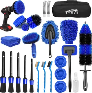 26PCS Car Detailing Brush Set Car Cleaning Kit, Professional Auto Detailing Tools for Interior Exterior Wheels Dashboard Air Vents and Windshield, Complete Car Wash Brush Kit for Truck SUV Auto Care Accessories