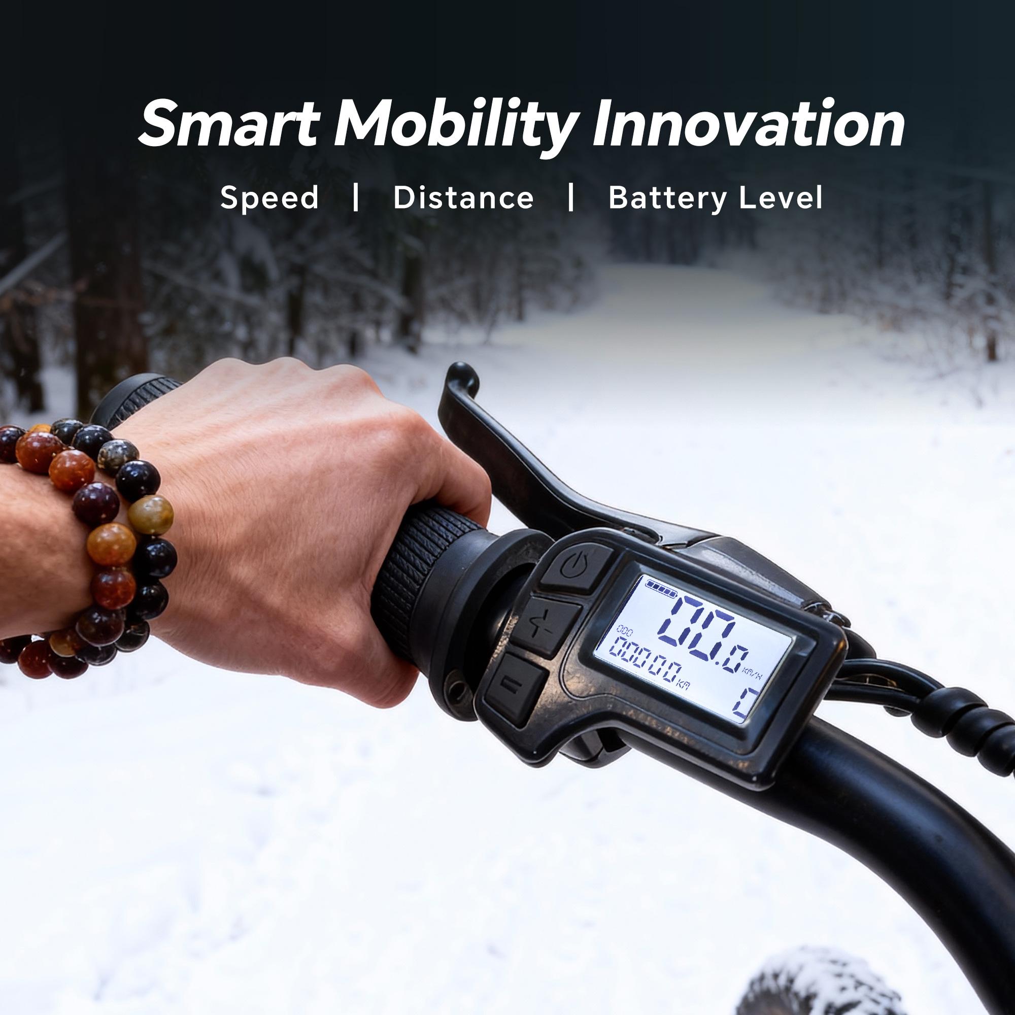 Upgraded electric bicycle with high carbon steel frame, hydraulic shock absorption, full suspension system, top speed of 32mph, 48V 1500W motor, riding assistance range of 40-70 miles, 20 * 4.5-inch all terrain tires, snow tires, off-road motorcycle