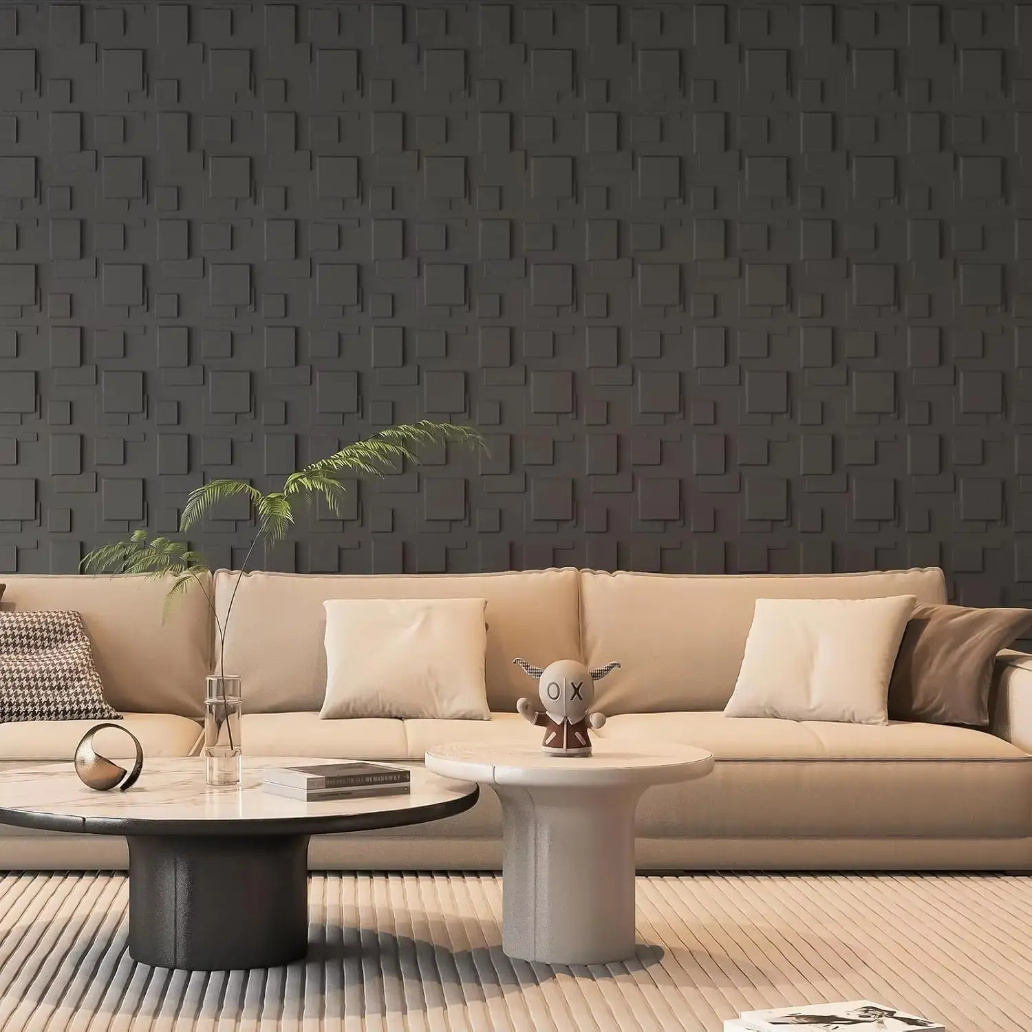 Aadesh PVC Plastic 3D Wall Panels, Waterproof and Fire-Resistant, 11.8x11.8 Inches, Ideal for Living Rooms, Bedrooms, Hotels, Offices, Wall Board Panel