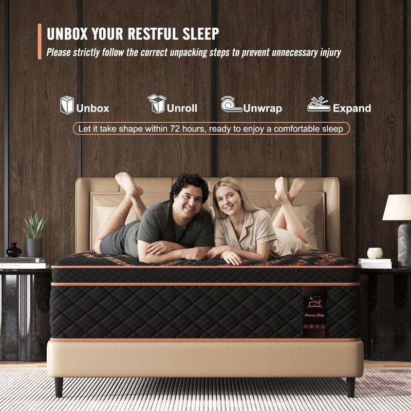 12/14Inch Mattress Twin Full Queen King Bed Size Memory Foam - Ergonomic Design Medium Firm Hybrid Mattress, Luxurious Comfort With Pocket Springs Gel Memory Foam