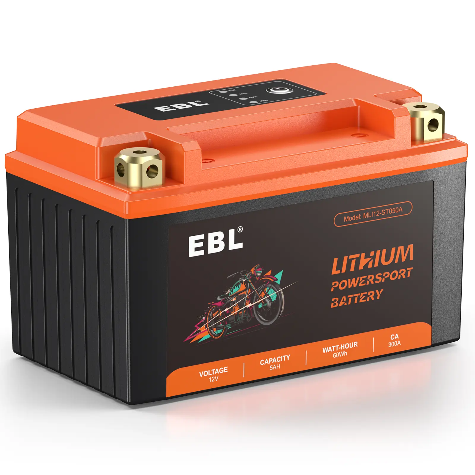 Ultra Light 12V 5Ah LiFePO4 Powersports Battery by EBL, 300CCA High Starting Output, Replacement Power Pack For Motorcycles, ATV, UTV, Scooter & Jet Ski Vehicles