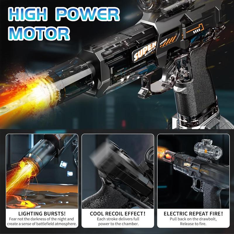 Ultimate Battle Powerful Electric Water Gun, Automatic Squirt Gun with Glowing Realistic Muzzle 320cc High Capacity, Up to 32 FT Range, Outdoor Summer Party Toy for Adults &Kids Toys for  Christmas Gift, Halloween Present, Black Friday Gifts