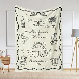 Custom Marriage Blanket Wedding Blanket Personalized Couple Gift 100% Polyester Soft Durable Wedding Keepsake