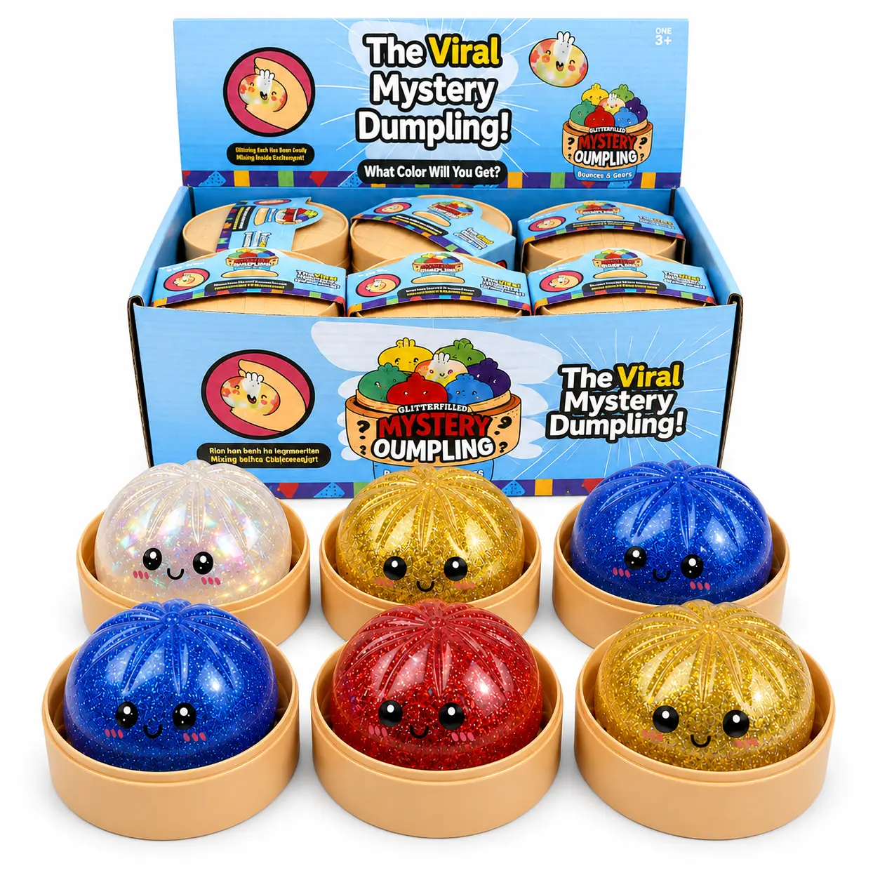 Cute Glitter Dumpling Slow Rise Squishy - Soft Stretchy Squeeze Stress Relief Fingertoy, Sensory Friendly Glitter Stress Ball for Party & Daily Relaxation, Glitter Stress Balls