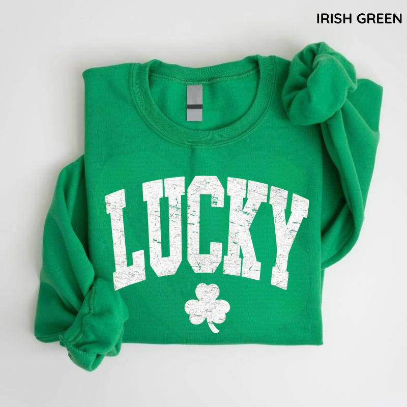 Women's Lucky Sweatshirt, Cute Shamrock Shirt, Happy St Patricks Day Shirt, St Pattys Day Outfit, Lucky Outfit