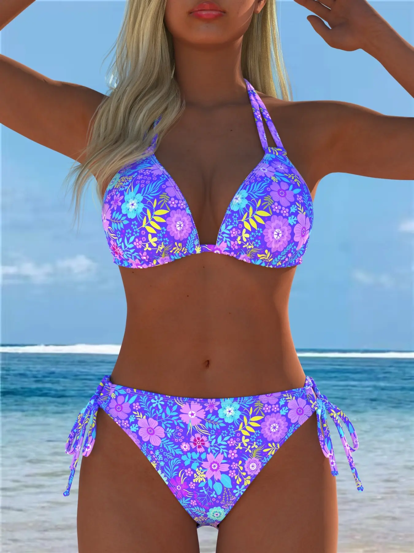 Two-Piece Bikini Set, Sexy Triangle Design, Adjustable Straps, Random Print, Perfect for Island Swimming, Beachwear Swimsuit, Summer Swimsuit Set, Women's Swimwear, Bikinis Set