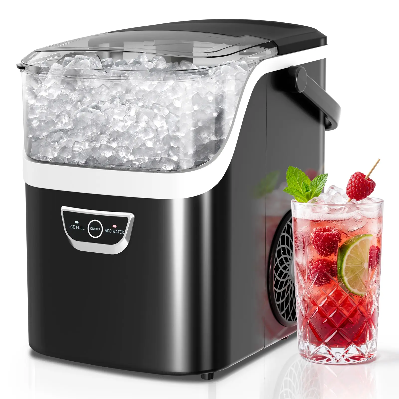 Summerwins Electactic Countertop Nugget Ice Maker, Portable Chewable Crushed Ice Machine, 35Lbs/24H, Fast Ice in 5-7 Mins, One-Click & Self-Cleaning for Home Kitchen Office Bar
