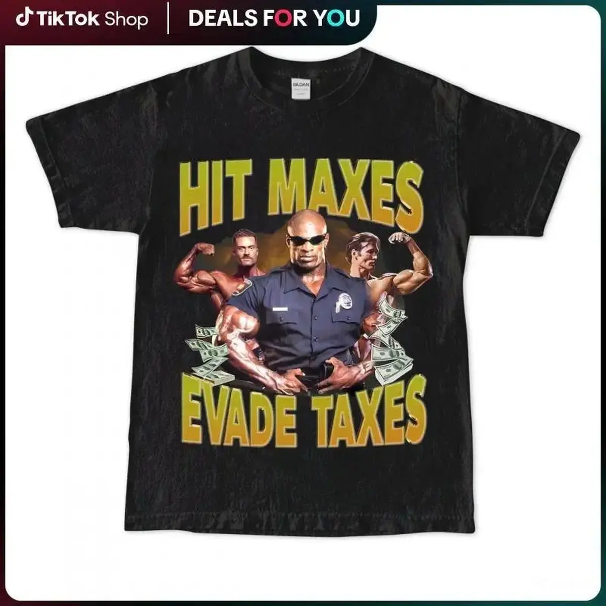 Hit Maxes Evade Taxes Gym Gift T-Shirt Meme For Man, Anabolic Appareal T-Shirt For Gym Rats, Funny Pumpcover WorkouT-Shirt For Bodybuilder Birthday Christmas Cotton Fabric Menswear Top Unisex Boxy Fit Heavyweight Tee