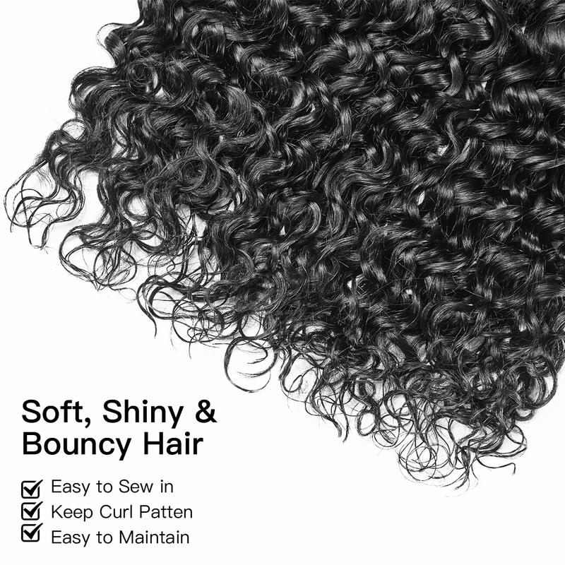 [Wequeen] Water Wave Hair Bundles 12-28 Inch Budget Friendly 10A Grade Brazilian 100% Human Hair Wet Look Quick Weave Sew in/Glue in Free Perm Rods Valentine Gifts