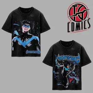 Nightwing 'The First Robin' [2 Vers] Premium Washed T-Shirt (Made In US), Dick Grayson DC Comic Graphic Tee, Super Hero DC Universe Comics Book Fans Shirt, Teen Titans Comic Book Outfit, Gift For Hero Fans