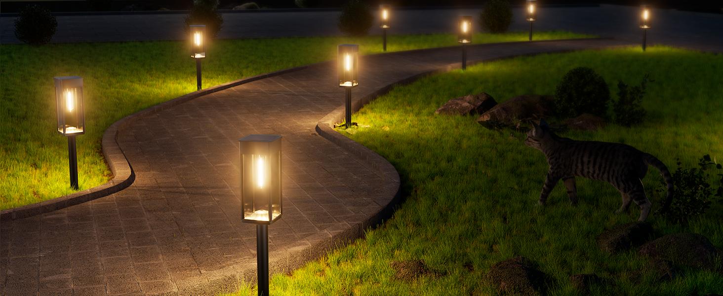 Summervibes mothersdaygift Elegant Solar Pathway Lights Modern Luxury | Easy Installation, Auto On/Off & IP65 Waterproof | For Garden, Yard & Driveway, Solar Outdoor Lights, Solar Floor Lamps Outdoor Lights, Decorative, Rechargeable Outdoor Backyard Light
