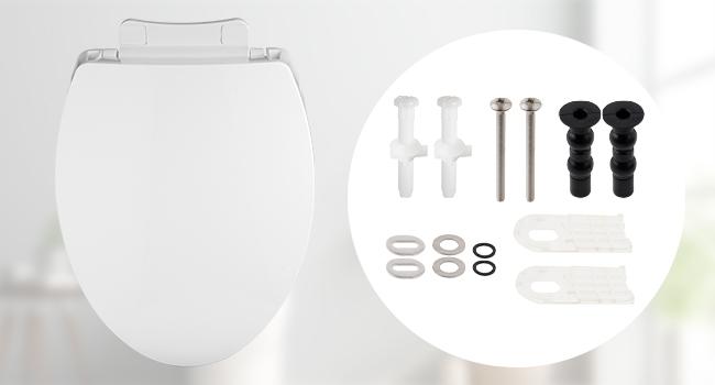 SS114 Toilet Seat Replacement Compatible with TOTO, Elongated Soft Close Toilet Seat for SS113/SS154/SS204/SS214/SS224, Transitional Heavy Duty Oval Toilet Seats, 2-Pack Toilet Bolts and Nuts, White