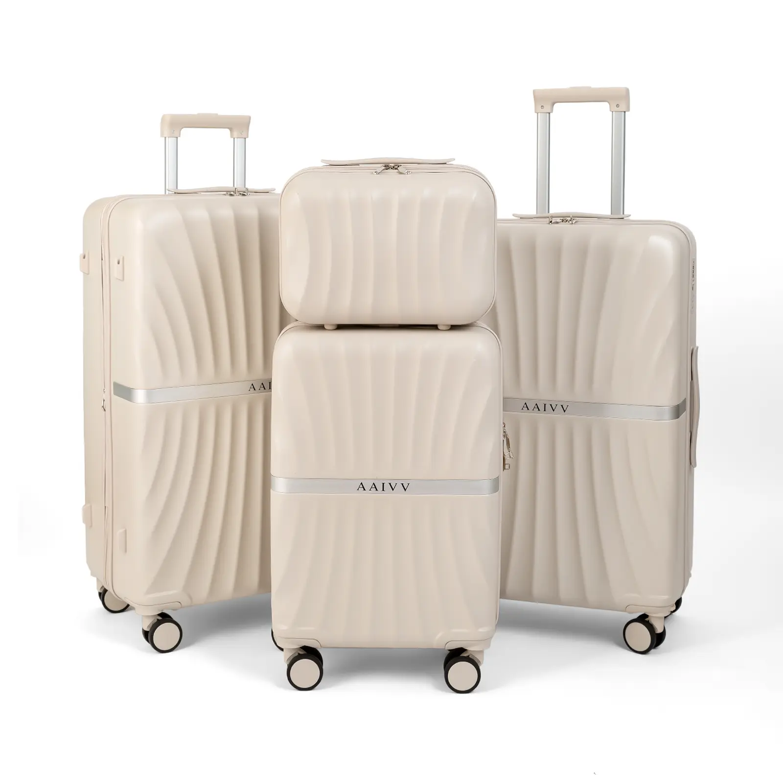 4 Piece Luggage Set, Expandable Hardshell Suitcase with TSA Lock, USB Port & Cup Holder, Double Spinner Wheels (13/20/26/28in) – Great for Back to School and Everyday Travel