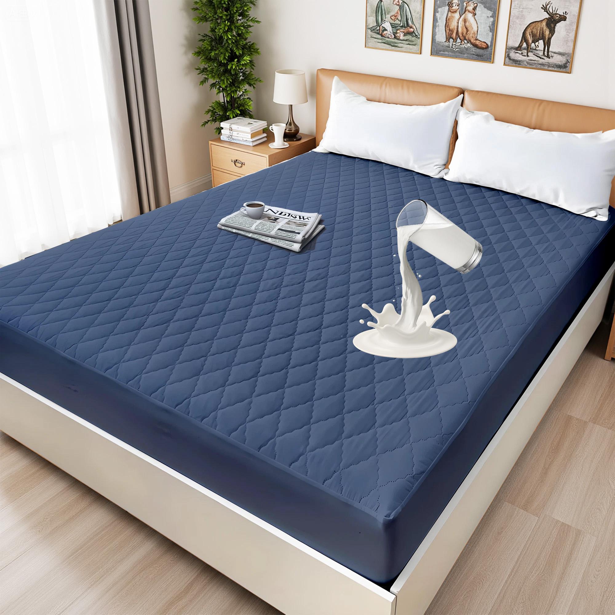 Bepatio 100% Water proof Queen Mattress Protector, Breathable Bamboo Rayon Mattress Cover with 6”-16” Deep Pocket, All-Season Waterproof Mattress  Pad for Bedroom, Guest Room,Solid Color,cool bamboo Fitted sheet set