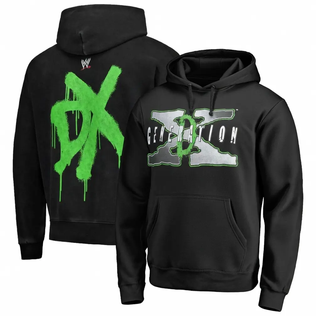 Men's Black D-Generation X Drip Graphic Hoodie - DX Wrestling Long Sleeve Casual Tops, Attitude Era Menswear, Retro 90s Nostalgia Merch