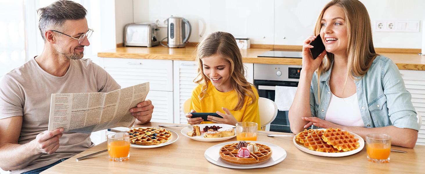 YASHE Double Waffle Maker 6 Inch 1400W Belgian Waffle Maker with Nonstick Plates, Temperature Knob & Cool-Touch Handles