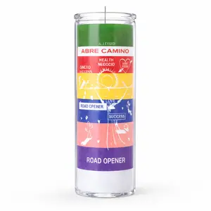 Abre Camino Road Opener Candle 7 Vibrant Colors 7 Day Decor Ornaments for Personal & Professional Growth 120hrs Burn Time Decoration
