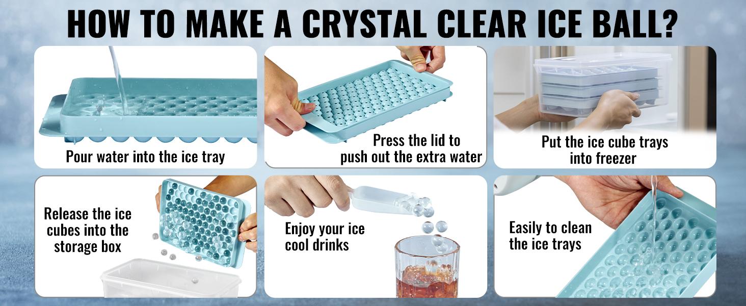 VEVOR Ice Cube Tray, Round Ice Ball Maker for Freezer, 2x33pcs & 1x104pcs Ice Balls, Sphere Ice Cube Making 170pcs Small Ice Chilling Cocktail Whiskey Tea Coffee, 3Pack Ice trays & Ice Bin & Scoop VEVOR Ice Cube Tray, Round Ice Ball Maker for Freezer, 2x33pcs & 1x104pcs Ice Balls, Sphere Ice Cube Making 170pcs Small Ice Chilling Cocktail Whiskey Tea Coffee, 3Pack Ice trays & Ice Bin & Scoop