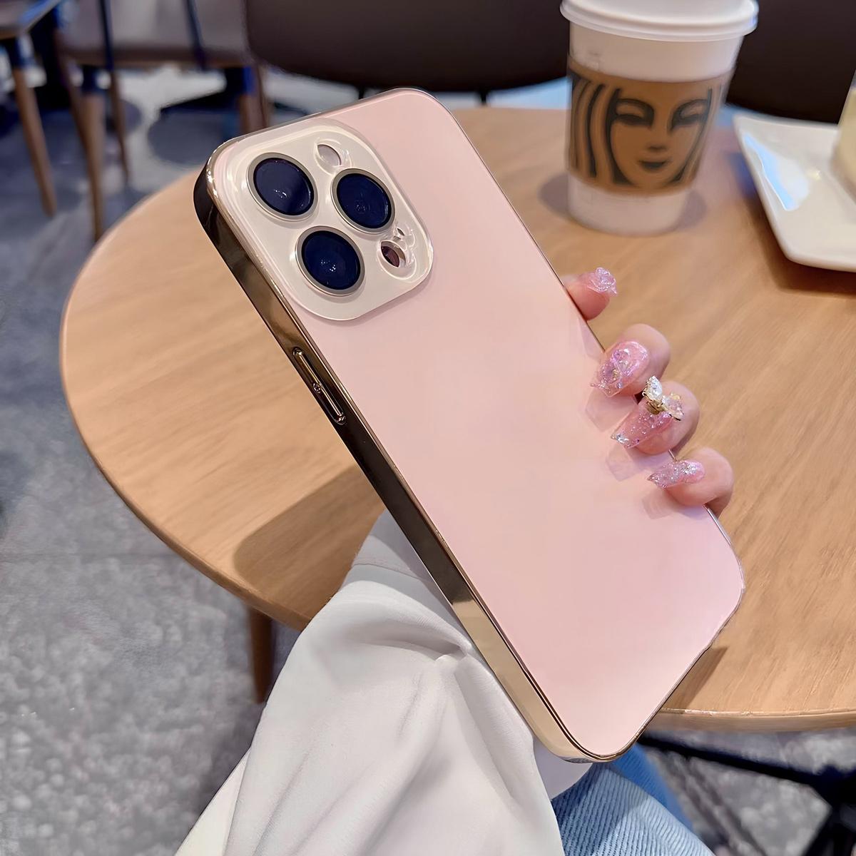 Luxury Shiny Electroplated Matte Acrylic Tempered Glass Case for Phone 17 16 15 14 13 12 11 Pro Max,Original Color Plating Phone Case All-Inclusive Ultra-Thin Frosted Case