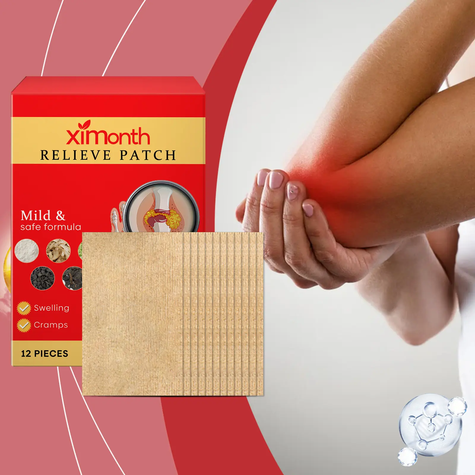 Ximonth Joint Care Patch, Wrist Shoulder Neck Leg Joint Relief Massage Body Care Patch Wrist Shoulder Neck Leg Joint Relief, Soothing Massage Full Body Care Patch