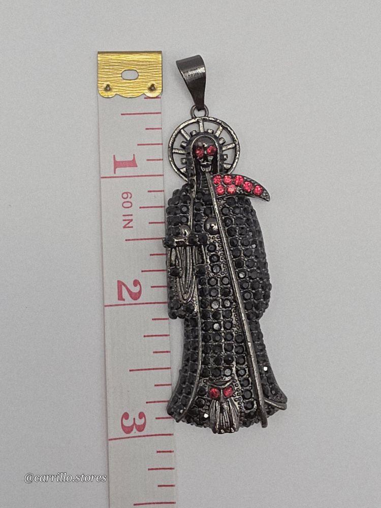 THE GRIM REAPER/La Santa Muerte fashion pendant gold-plated black color 3"inches NO CHAIN Bladenecklace Rhinestone Decor Charm Rhinestone Decor Cross