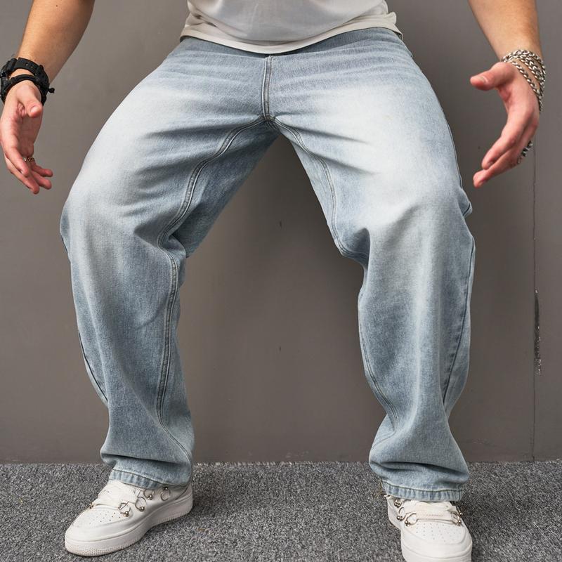 Baggy Jeans Men Multiple Pockets Distressed Straight Carpenter Stylish Comfortable Cargo Denim Pants Menswear Underwear Plain Casual Beige 113 Baggy Pants Skinny Jeans