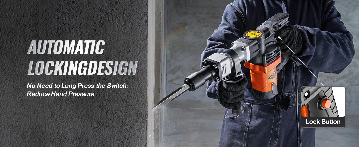 VEVOR Demolition Jack Hammer Concrete Breaker Electric Hammer 2 Chisel Bit