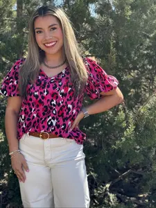Tammy Pink Leopard Top