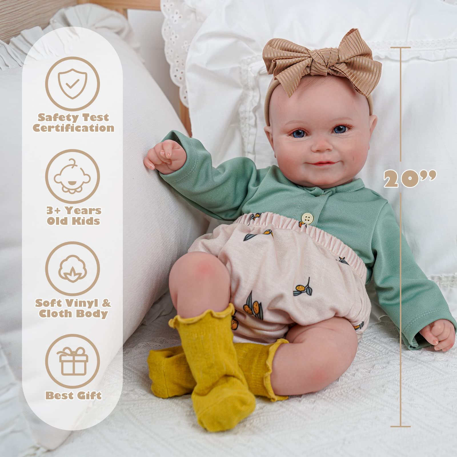 BABESIDE Reborn Baby Dolls, 20 Inch Cute Soft Realistic-Newborn Baby Dolls Poseable Real Life Lifelike Baby Dolls w/Doll Accessories for 3+ Year Old Girls BABESIDE Reborn Baby Dolls, 20 Inch Cute Soft Realistic-Newborn Baby Dolls Poseable Real Life Lifelike Baby Dolls w/Doll Accessories for 3+ Year Old Girls