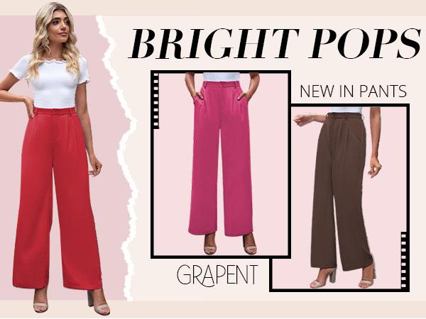 GRAPENT Wide Leg Pants for Women Work Business Casual High Waisted Dressy Pants Flowy Trousers Office Wideleg Baggy Work Pants GRAPENT Wide Leg Pants for Women Work Business Casual High Waisted Dressy Pants Flowy Trousers Office Wideleg Baggy Work Pants