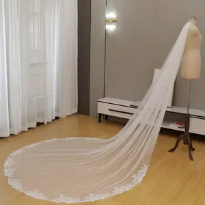 Lightweight Cathedral Veil with Delicate Forest Lace Accents