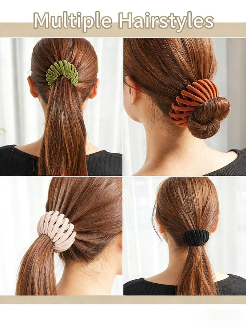 Bohemian Style Bird Nest Magic Hair Clips Set 7pcs, Elegant Cute Hollow, Out Round Plastic Hair Bun Accessories for Women with Wedding Festival Hair Decor