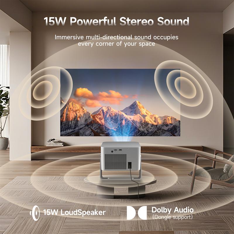 [US warehouse] Magcubic HY350GT Projector with 900ANSI 4K Support Dolby Audio(Dongle support) Auto Focus Built-in 15W speaker HDR10+ BT5.1 Dual Band WiFi Native 1080P Portable Smart Home Cinema