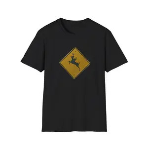 Reindeer Crossing T-Shirt | Yellow Road Sign Holiday Graphic