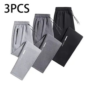 Men’s casual athletic pants featuring letter print; all-season fashion long pants for men’s fitness; solid-color regular-fit joggers with zippered pockets and a drawstring; suitable for all seasons—ideal for workouts and casual wear; also great for couple