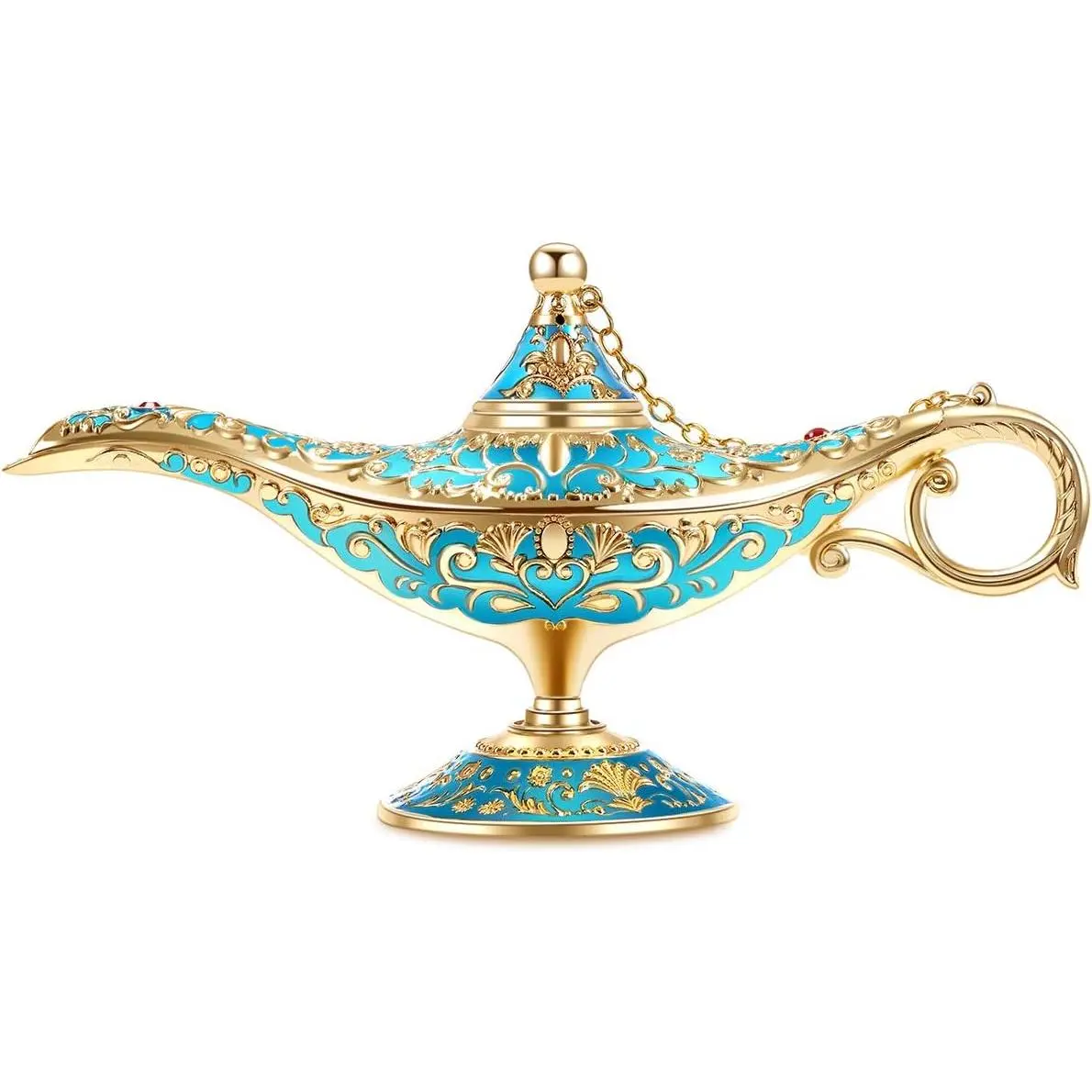 Aladdin Magic Lamp Genie Collector's Edition - Peacock Blue, Collectable Rare Classic Arabian Props for Wedding Table Decoration